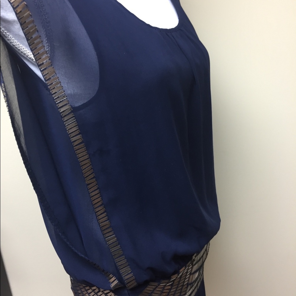 SALE! Moon Collection Navy gold detail mini dress